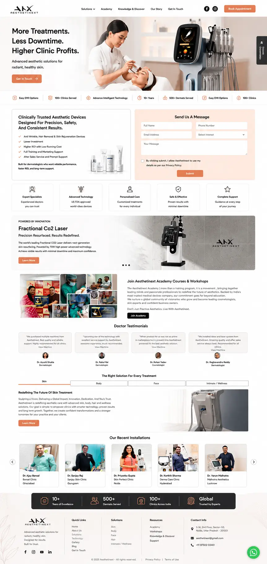 AesthetiNext – Healthcare Website Development Case Study — full page preview