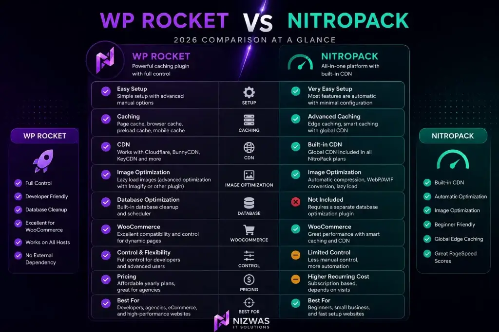 WP Rocket vs NitroPack: Which Wins in 2026? (Complete Speed Optimization Comparison) 2 Nizwas blog Nitropack and wp-rocket