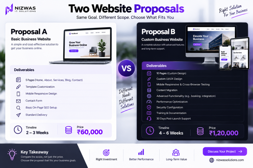 WordPress Freelancer or Agency? 7 Honest Questions to Help You Choose the Right Partner 3 Comparing WordPress website development proposals