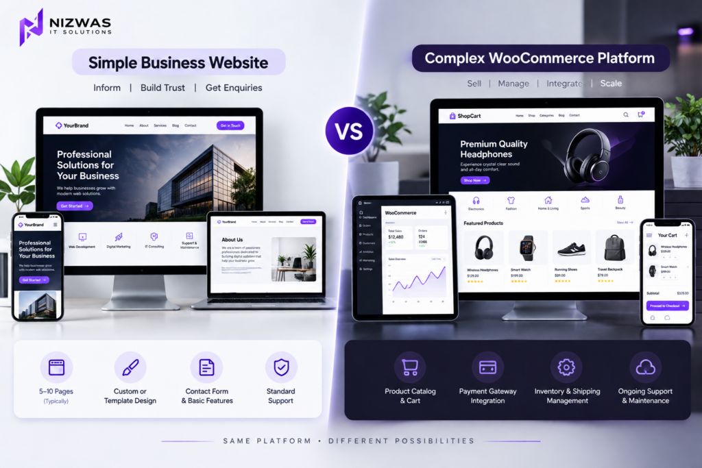 WordPress Freelancer or Agency? 7 Honest Questions to Help You Choose the Right Partner 2 WordPress project complexity comparison